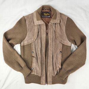 Suede And Knit Tan Retro Vintage Style Womens Jacket Small